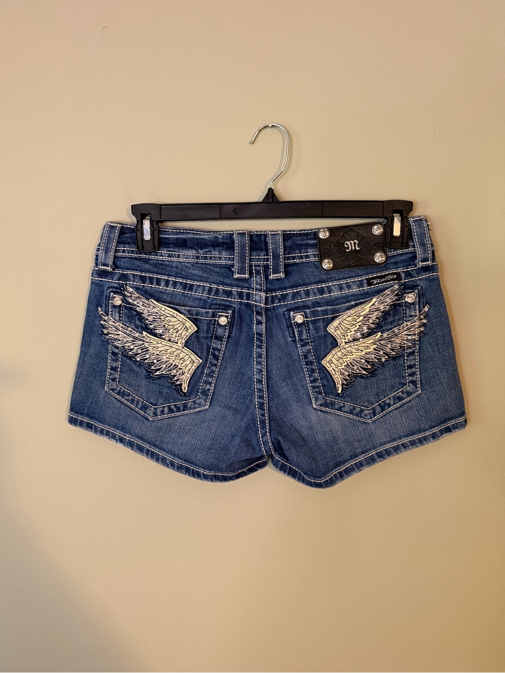 Gorgeous Y2K Miss Me Shorts With Wing-Embellished Pockets 3” Inseam
